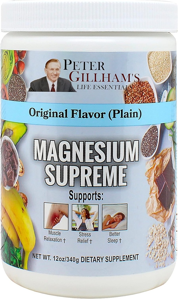 Magnesium Supreme (Original Plain Unflavored) Better Sleep, Relaxation Natural Magnesium Supplement, Non-GMO, Gluten Free, Vegan Formula. 12oz 75 Servings
