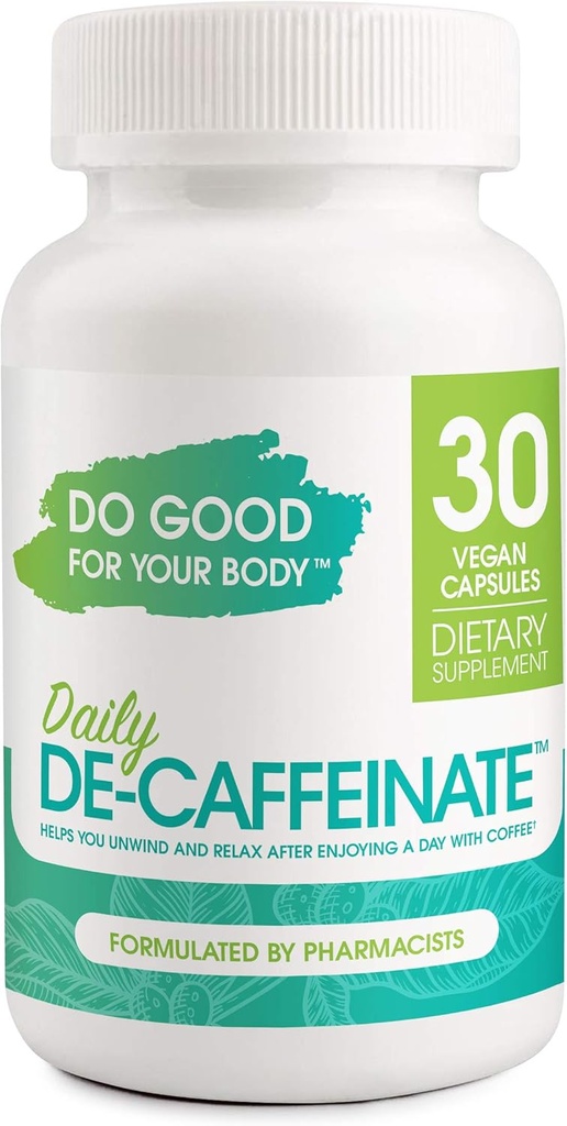 Daily De-Caffeinate, Rutaecarpine, Natural Acting Non-Addictive Deep Sleep Aid for Coffee, Caffeine Lovers, Unwind and Relax, 30 Capsules