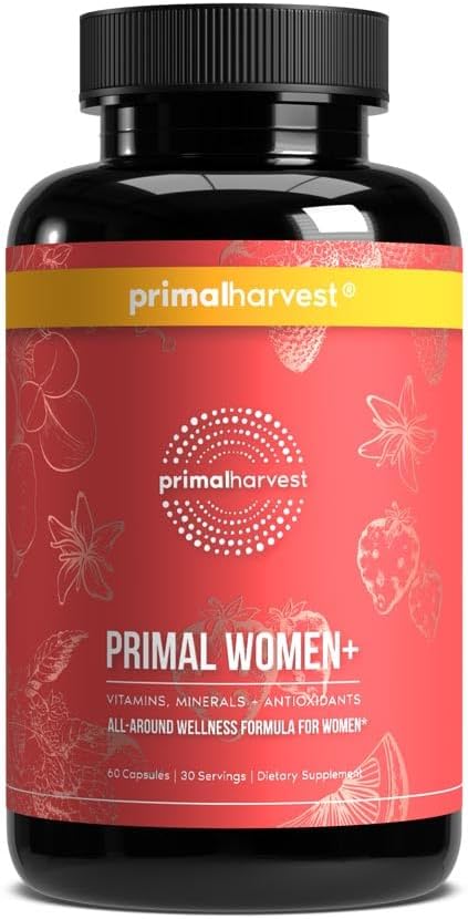 Primalの収穫 Women+の女性のMultivitaminのビタミンA、ビタミンC、ビタミンDおよびE、ビタミンB12、B6、Biotin、亜鉛補足、1パック60のカプセル
