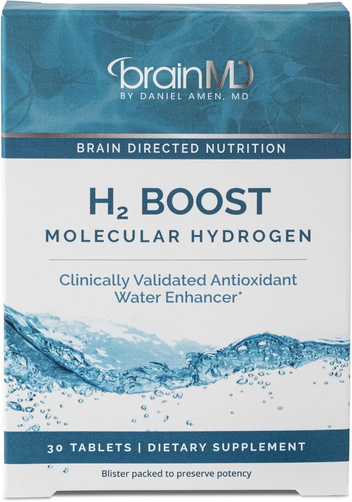 BRAINMD H2ブースト分子水素 - 30錠 - 抗酸化水増強剤 - ビーガン、グルテンフリー - 30サービング
