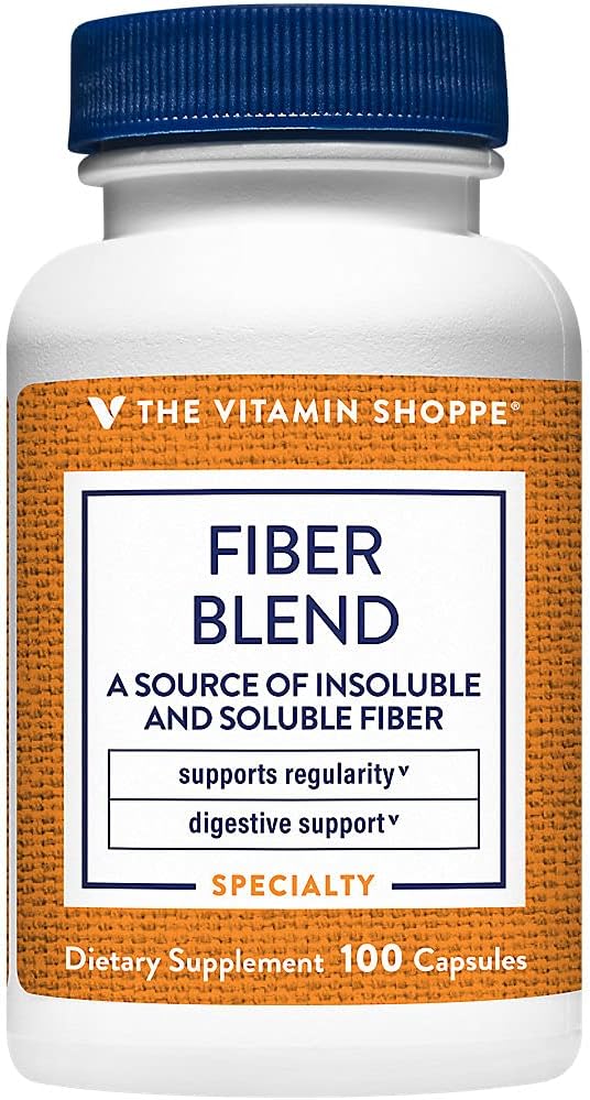 The Vitamin Shoppe Fiber Blend, A Natural Source of Insoluble and Soluble Fiber, Supports Digestive Health & Regularity (100 Capsules)