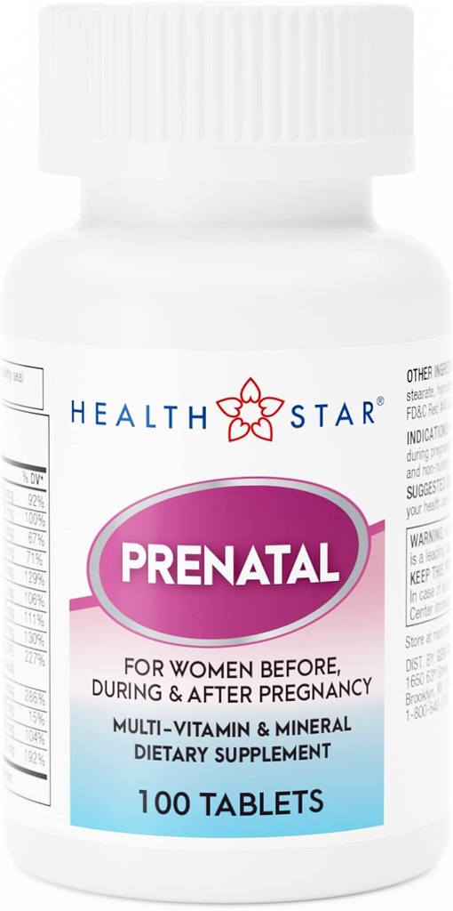 健康なママと赤ちゃんのための HealthStar による GeriCare の胎児のマルチビタミン - Folate + ビタミン C + ビタミン D + 鉄 + カルシウム + B12-100 タブレット