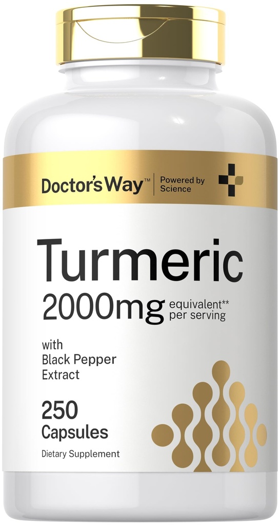 ドクターズウェイターメリッククルクミンサプリメント2000mg | 250カプセル | ブラックペッパーエキス付 | ノンGMO、グルテンフリーコンプレックス