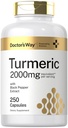ドクターズウェイターメリッククルクミンサプリメント2000mg | 250カプセル | ブラックペッパーエキス付 | ノンGMO、グルテンフリーコンプレックス