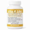 Vita4Life!®アイアンサポートプラス - ビタミンC、B-12、葉酸&亜鉛付き40mg鉄 - 60カプセル - 赤い血球サポート&エネルギーのための非便秘式 - ベジタリアン&GMOフリー