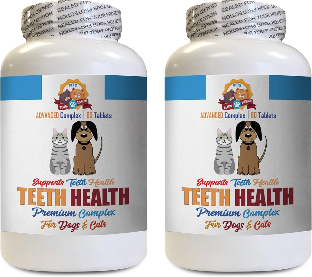 Bad Breath Treats for Dogs - Pets Premium Teeth Health for Dogs and Cats - Oral Gum Teeth Complex Support - Dog Mineral Supplement - 120 Tablets (2 Bottles)
