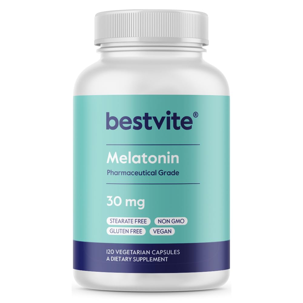 BESTVITE メラトニン 30mg (120 ベジタリアンカプセル) - ない Stearates - 完全菜食主義者の - 完全菜食主義者の非GMO - グルテンフリー - 高用量メラトニン