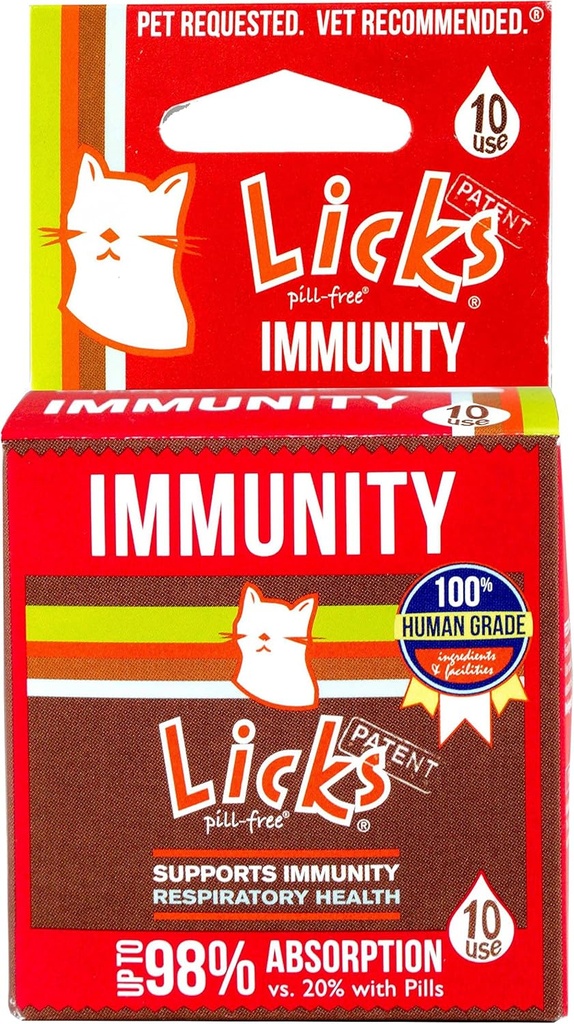 LicksのPill-Free猫の免疫 - 免疫サポート猫用品 - 呼吸器サプリメント - 健康用品 - ゲルパケット - 10 使用