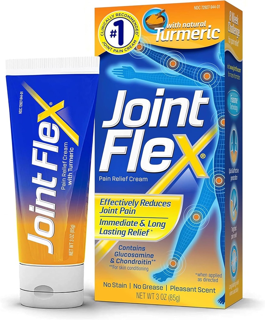 JOINTFLEX痛みの軽減クリームとターメリック、関節炎の痛みの軽減、関節の痛みの軽減、3つのOunceの管
