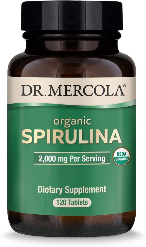 Mercola Organic Spirulina - 2,000 mg - USDA Organic - 正常な解毒と免疫の健康をサポート - 全食品スーパーフード - 非GMO、グルテンフリー&大豆フリー - 120錠