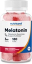 Nutricost Melatonin 3mg、180グミー、イチゴ風味 - グルテンフリー、非GMO、トウモロコシシロップなし