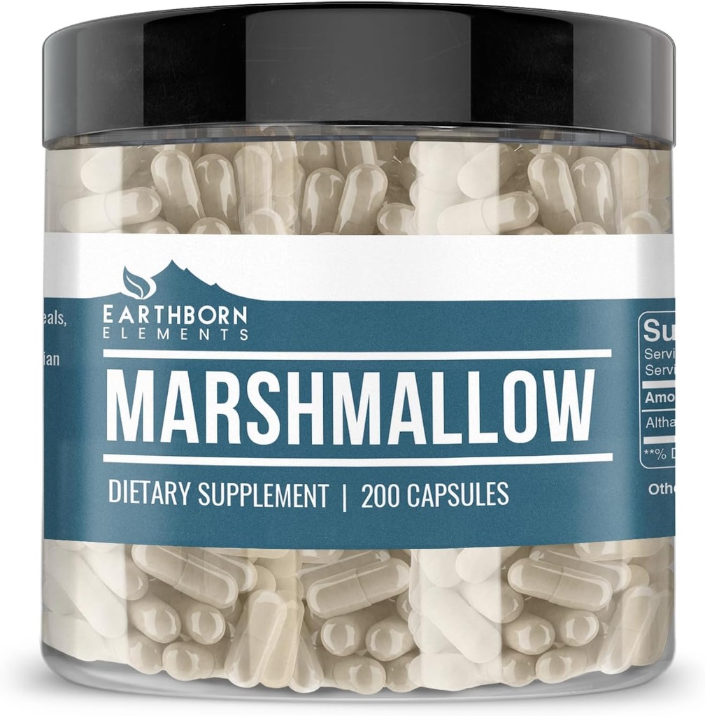 Earthborn Elements Marshmallow Root 200 Capsules, Pure & Undiluted, No Additives