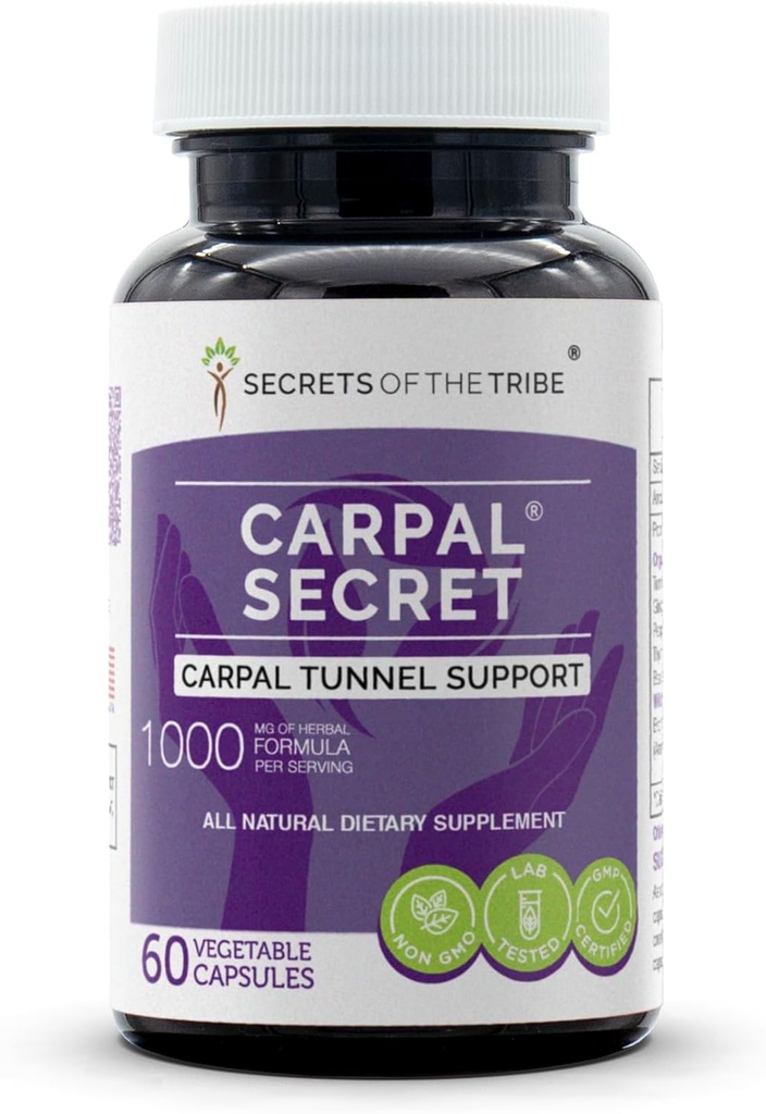 Tribeの秘密 - Carpalの秘密、Carpalトンネルのサポート、ハーブサプリメントブレンド(60カプセル)