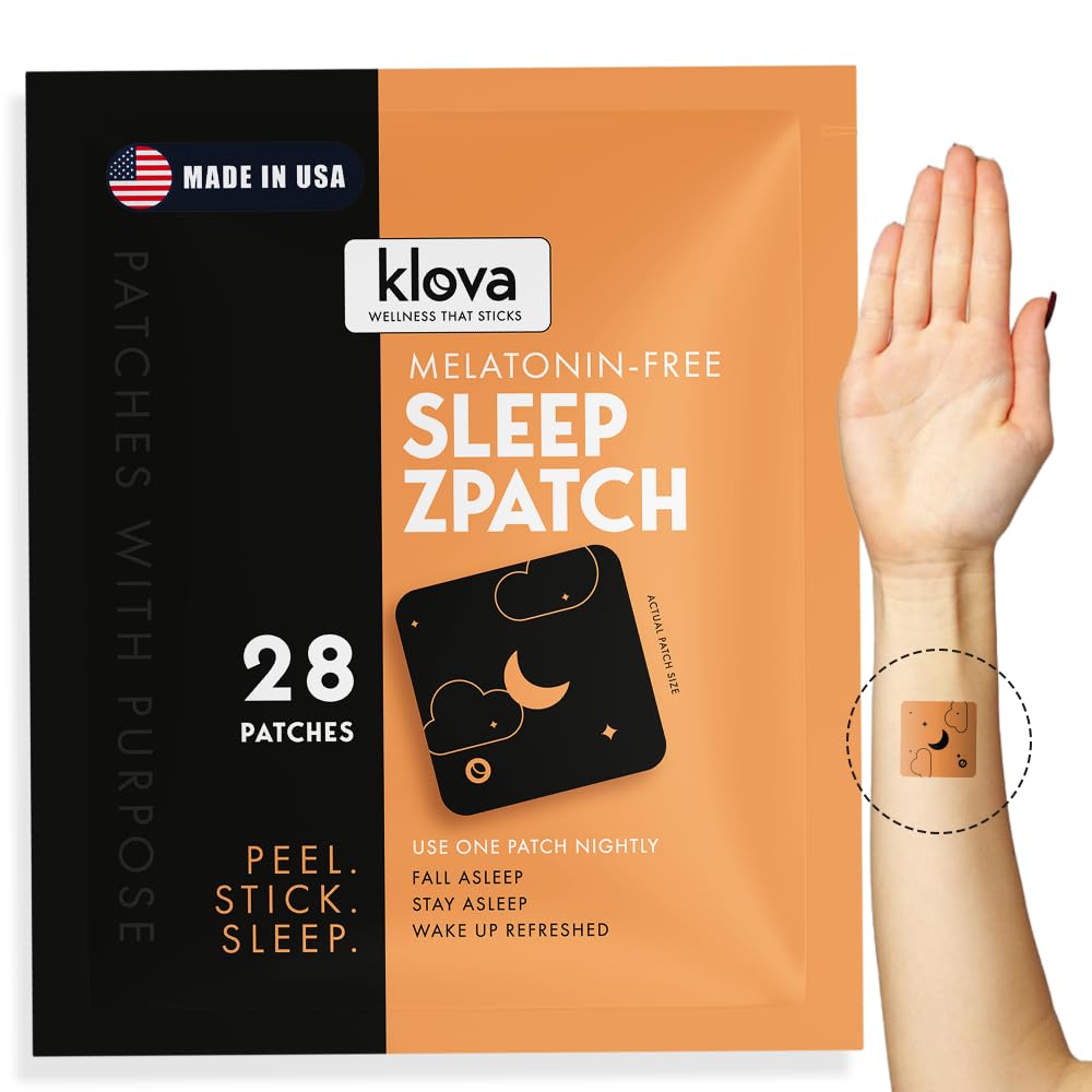 Klova Melatonin-Free Sleep Patches for Adults|アシュワガンダ、バレリアン、GABA、L-テアニンのナチュラルスリープエイド | Fall Asleep Faster、Stay Asleep Longer & Wakeのリフレッシュ | 28 Patches