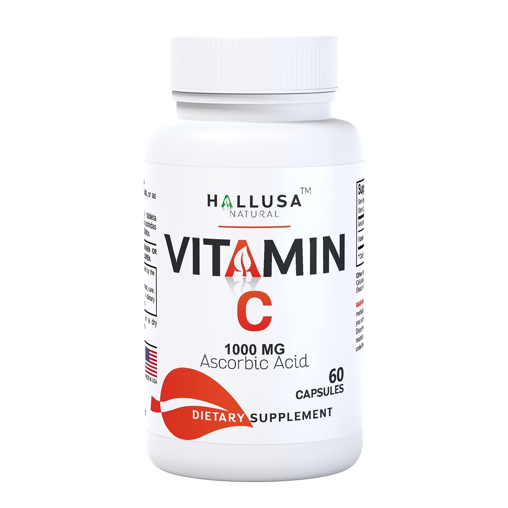 Hallusaナチュラル - ビタミンC - 抗酸化剤と免疫サポート - 60カプセル - 60日の供給
