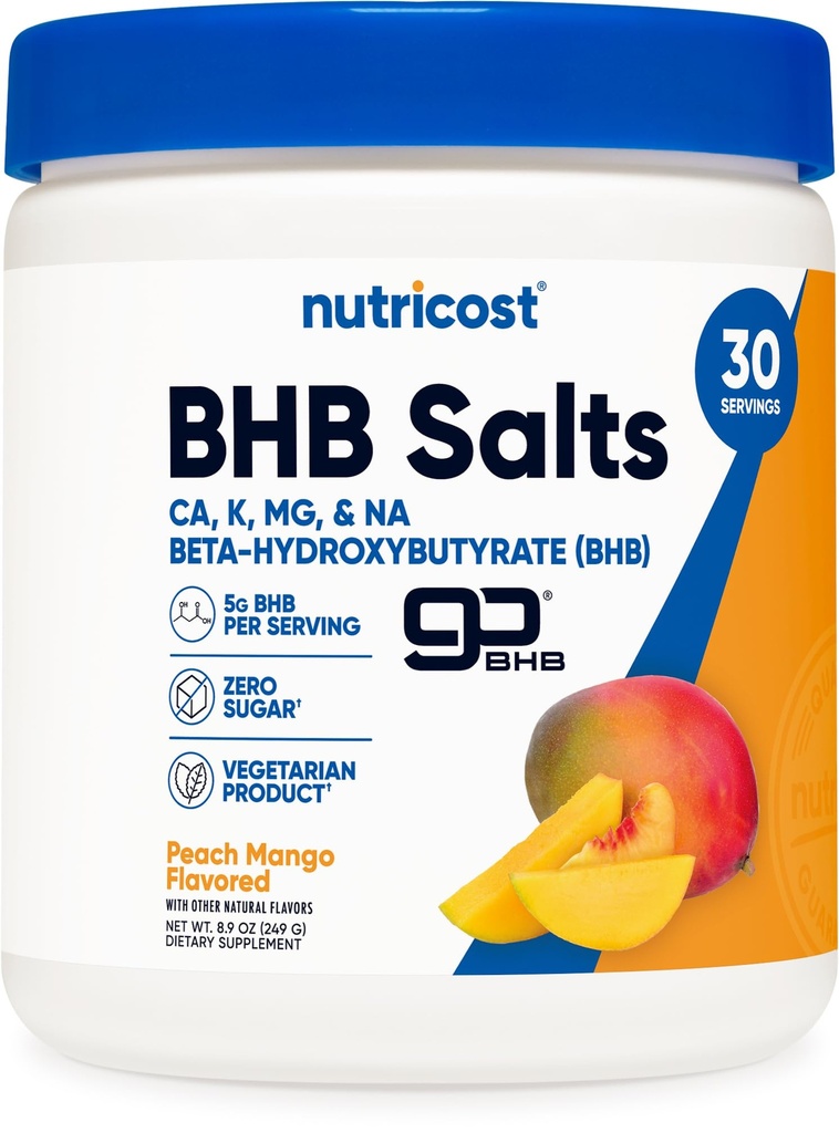 Nutricost BHBソルトドリンクミックス(30サービング、ピーチマンゴー風味) - 0G Total Sugars、ベジタリアン製品