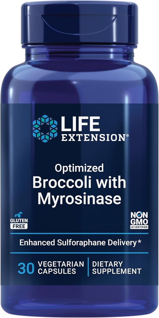 Life Extension Optimized Broccoli with Myrosinase, Liver and Detox Supplement, Advanced bioavailable, Once-Daily, Non-GMO, Vegetarian, Gluten-Free, 30 Capsules