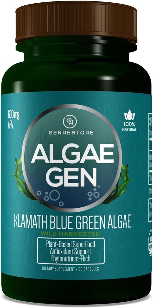 Gen RestoreナチュラルAFA幹細胞Celulas Madres Klamathブルー - グリーンアルガエ より効果的 スピルリナやChrlorella Phytonutrient-リッチ、スーパーフード600mg Aphanizomenon Flos-Aquae