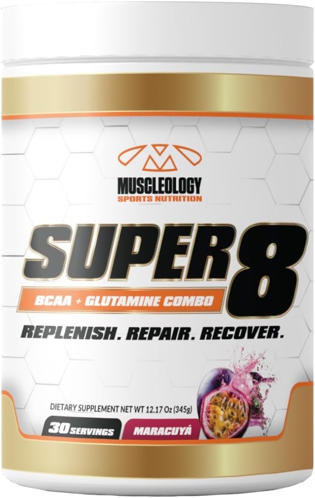 MUSCLEOLOGY スーパー 8 高性能 BCAA, 電解質 & グルタミンブレンドフォーミュラ - ポストワークアウトの回復と筋肉の建物のサプリメント, 30 サービング (Maracuya)