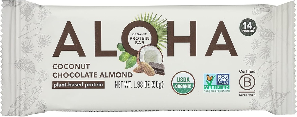 アロハココナッツチョコレートアーモンドプロテインバー、植物ベース、非GMO、1.98オンス(12のパック)
