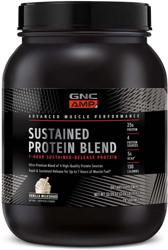 GNC AMP Sustained Protein Blend - Vanilla Milkshake (28 Servings)