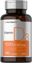 Horbäach Vitamin D3 1000IU (25mcg) Softgels | 180 Count | High Potency Formula | Non-GMO & Gluten Free Supplement