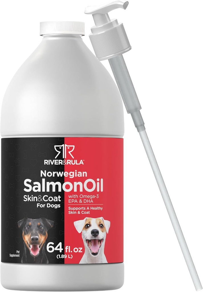犬用ホバハチのノルウェーサーモンオイル(64oz) | 健康な肌とコートをサポート | オメガ3、EPA&DHAで | 液体ペットサプリメント | 非GMO、グルテンフリー