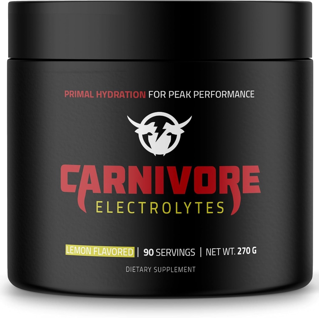 Carnivoreの食事療法のための優れた水和の粉 - バランスの取れた電解質サポート、ゼロカラブ、Ketoフレンドリー - 最適エネルギーと回復 - 90のサービング(ナチュラルレモン)
