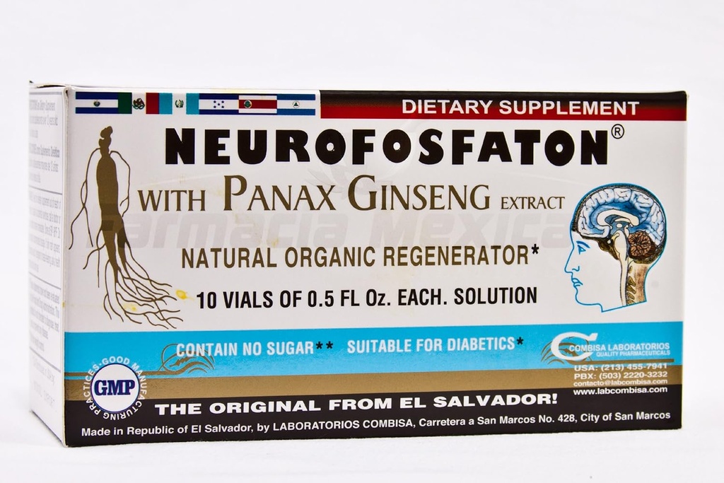 Panax Ginsengのエキスが付いているNeurofosfaton - より健康な頭脳機能 - 10 VialsY