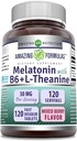 アメイジングフォーミュラ メラトニン ビタミン B6 + L-テアニン サプリメント | 30 Mg サービング | ミックスベリー風味 | 120 錠 | 非GMO | グルテンフリー | アメリカ製
