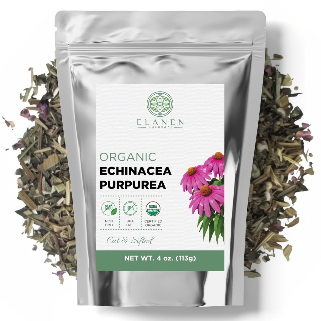 有機EchinaceaのPurpurea 4のoz。(113g)、USDAによって証明される乾燥されたEchinaceaの茶、優れた質のハーブ、紫色の円錐形、切口及びおおわれた