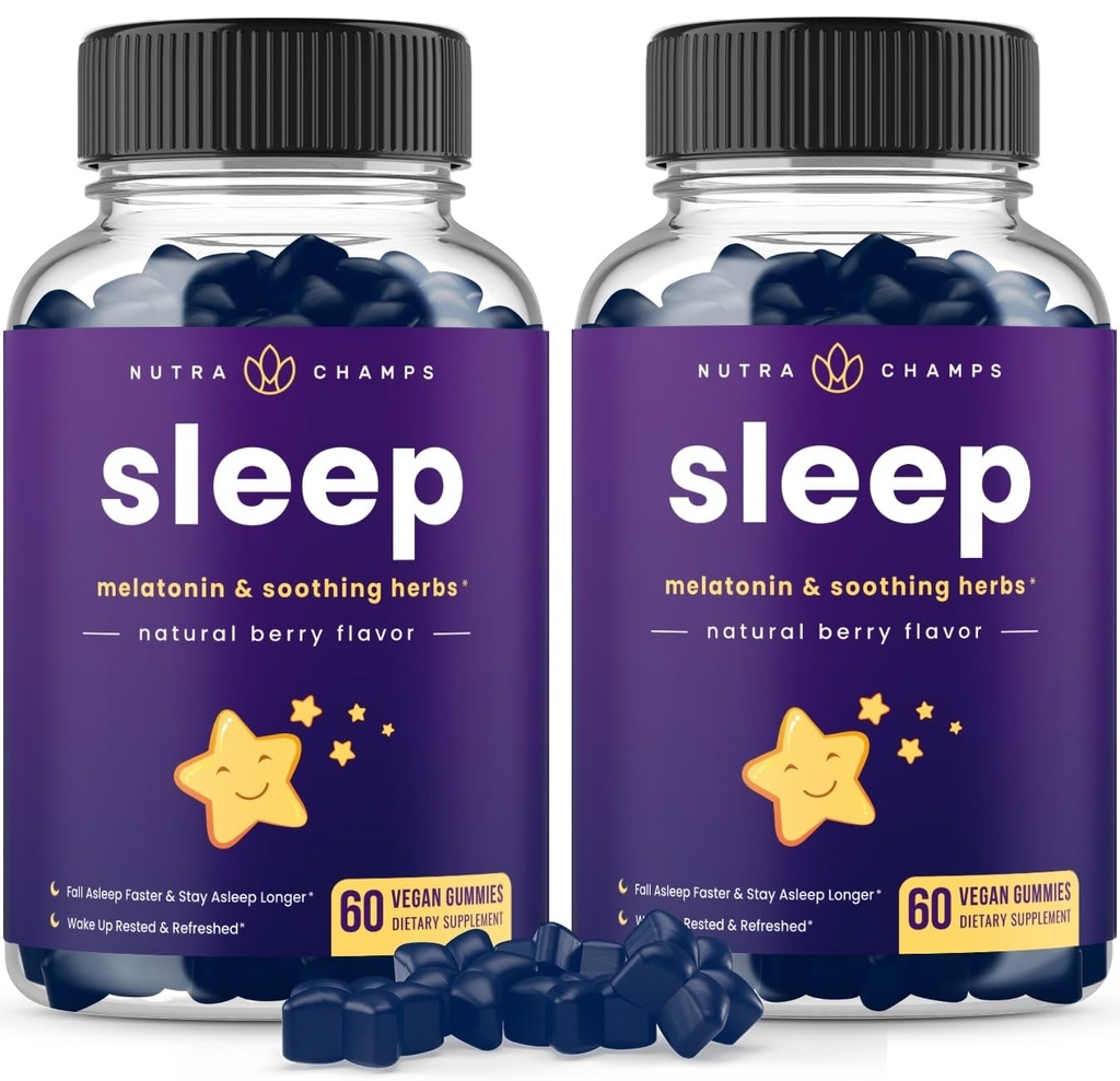 NutraChampsは大人のためのグミーを眠り & キッズ, ChamomileとMelatonin Gummies, Valerian & Lテアニン, ビーガン子供Melatonin 3mg, 1.5mg, または6mg (のパック 2, 120 Gummy)