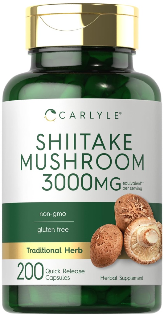 カルリール椎茸エキス | 3000mg | 200カプセル | 非GMO、グルテンフリー