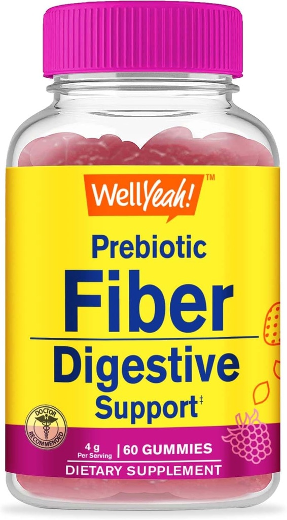 女性と男性のための大人の繊維の補足のためのWellYeahのPrebiotic繊維のグミ - 消化の健康繊維の補足 - 完全菜食主義者の、グルテンフリーおよび非GMO - ベリー味 - 60 カウント