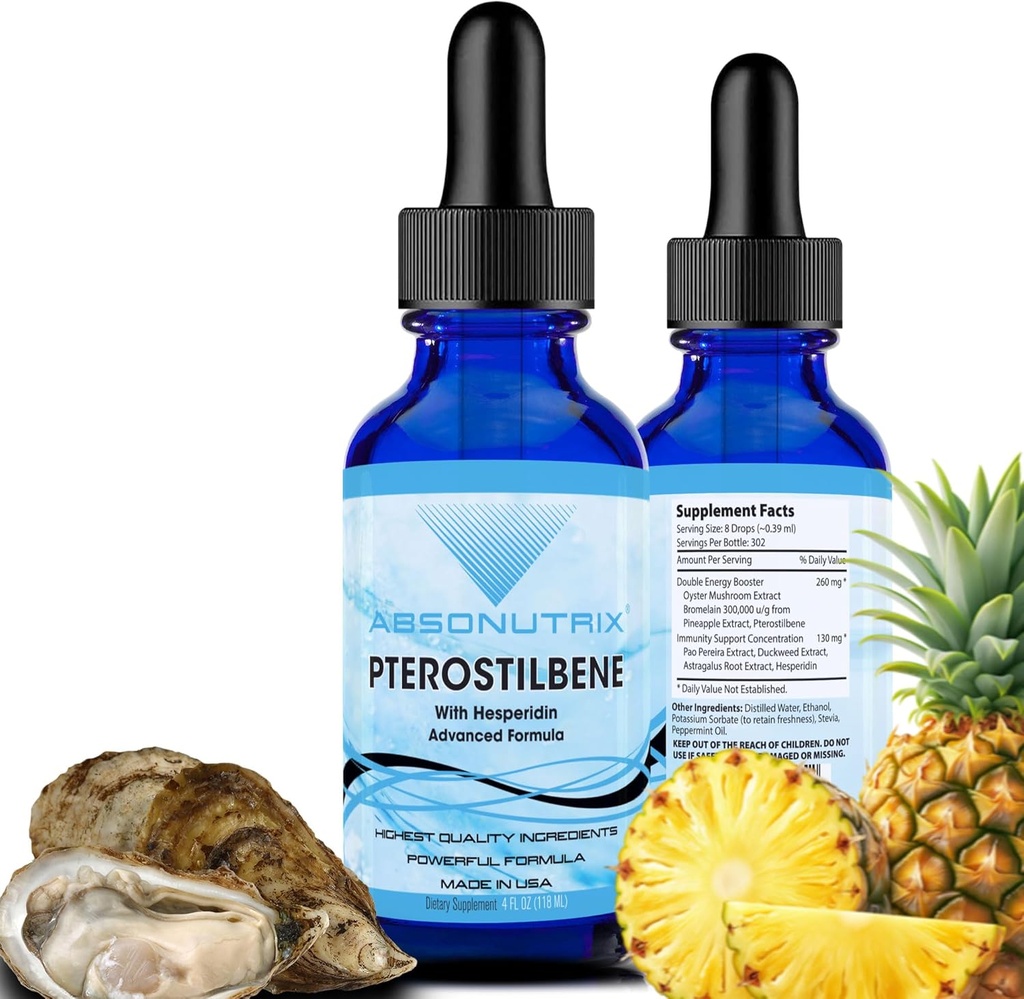 Hesperidin 390 mg、4 Oz の液体、300 のサービングが付いている Absonutrix の Pterostilbene は、米国、速い吸収、質の有効な原料、非 GMO、GMP によって証明される設備、残酷なしプロダクトで作りました