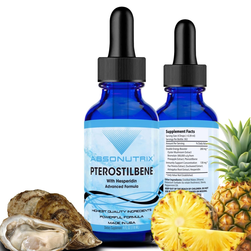 Hesperidin 390 mg、4 Oz の液体、300 のサービングが付いている Absonutrix の Pterostilbene は、米国、速い吸収、質の有効な原料、非 GMO、GMP によって証明される設備、残酷なしプロダクトで作りました