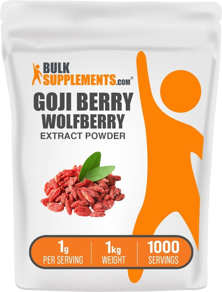 BulkSupplements.com Wolfberry Extract Powder -Goji Berries Supplement, フルーツパウダー - 完全菜食主義者 & グルテンフリー, 1g/サービング, 1kg (2.2 lbs) (パック 1)