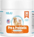 NBJU犬猫プロバイオティック咀嚼サポートガット健康、免疫健康、Diarrhea、消化の健康&季節アレルギー - チキンフレーバー - 30咀嚼プレバイオティクスとプロバイオティクス
