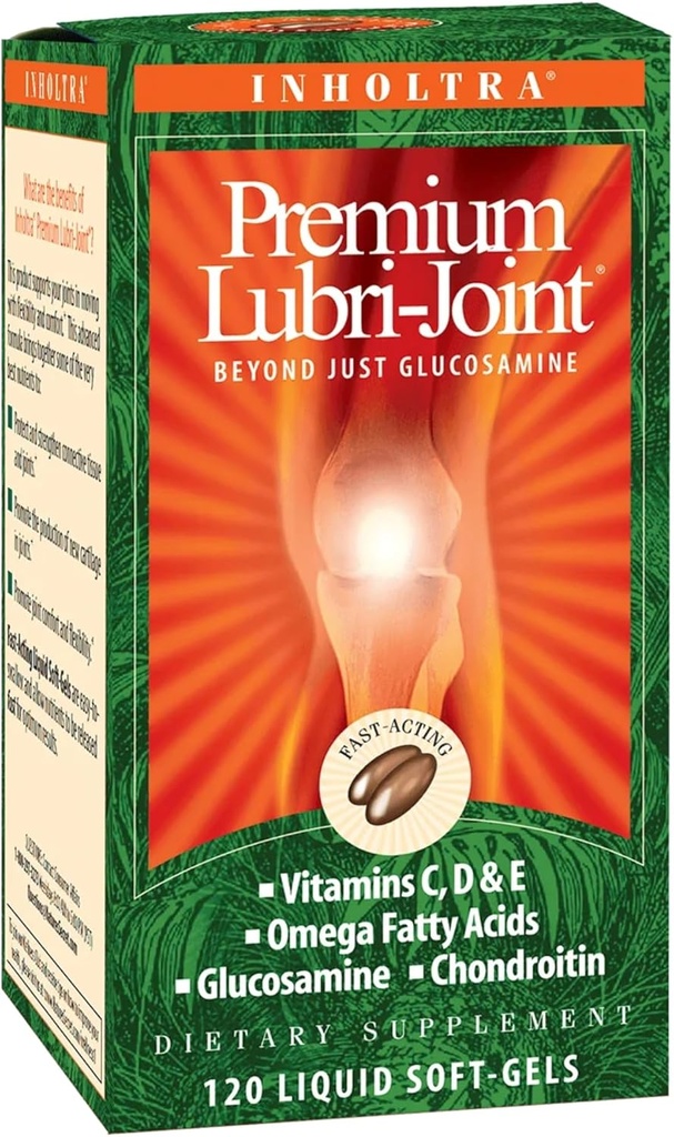 Inholtra Premium Lubri-Joint - 120液体軟ゲル - グルコサミン、コンドロイチン、オメガ脂肪酸+ビタミンC、D&E - 40のサービング