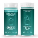 Iwi Omega-3ミニ&DHAオメガ-3バンドル、30サービング、ビーガン植物ベースの藻オメガ3、Krill&フィッシュオイルオルタナティブ、魚介のAftertasteなし
