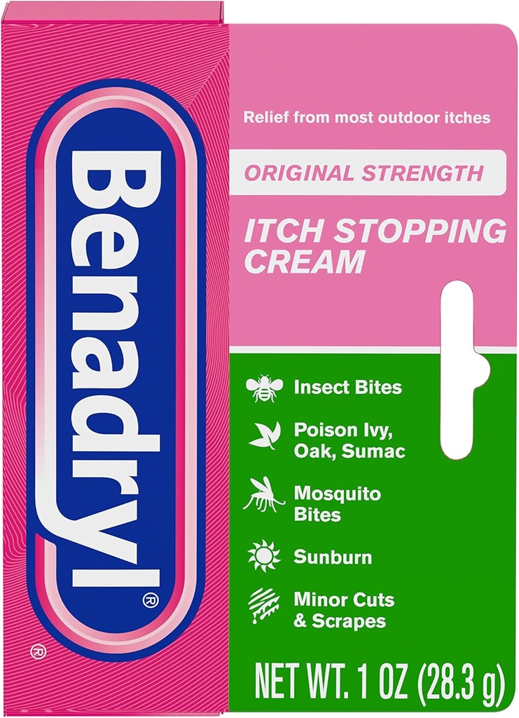 Benadrylの元の強さのイッチのクリーム、Diphenhydramine HClのTopicalの鎮痛剤及び亜鉛アセテートの皮の保護剤、ほとんどの屋外のイッチからの救助、1つのoz (6のパック)