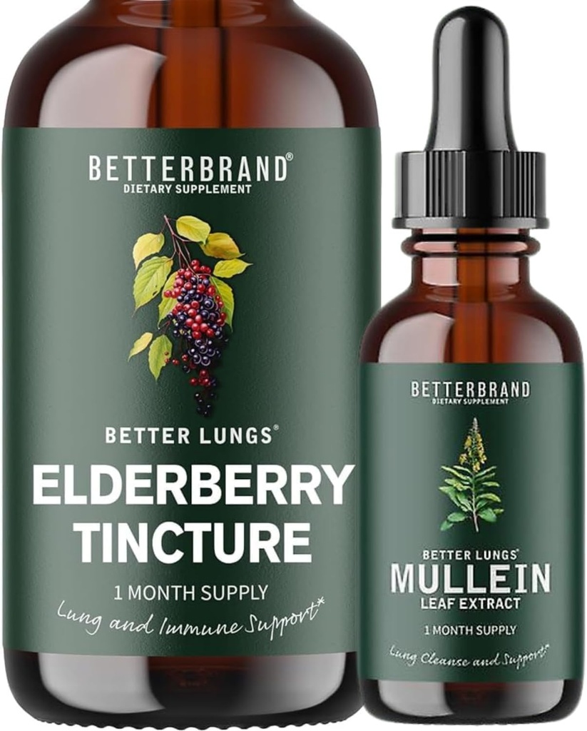 BetterLungs Mulleinの葉のエキスおよびElderberryのチンチの束-肺の健康サポート