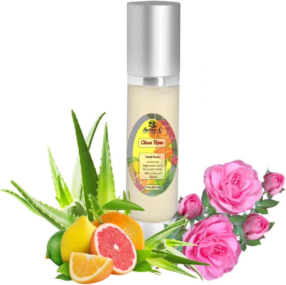 1.7 fl oz (50ml) ANTIOX-C のパワー ローズのビタミン C (MAP)、Hyaluronic の酸、Coenzyme Q10、DMAE、アルファ リチニルの Palmitate、ビタミン B3、B5、E