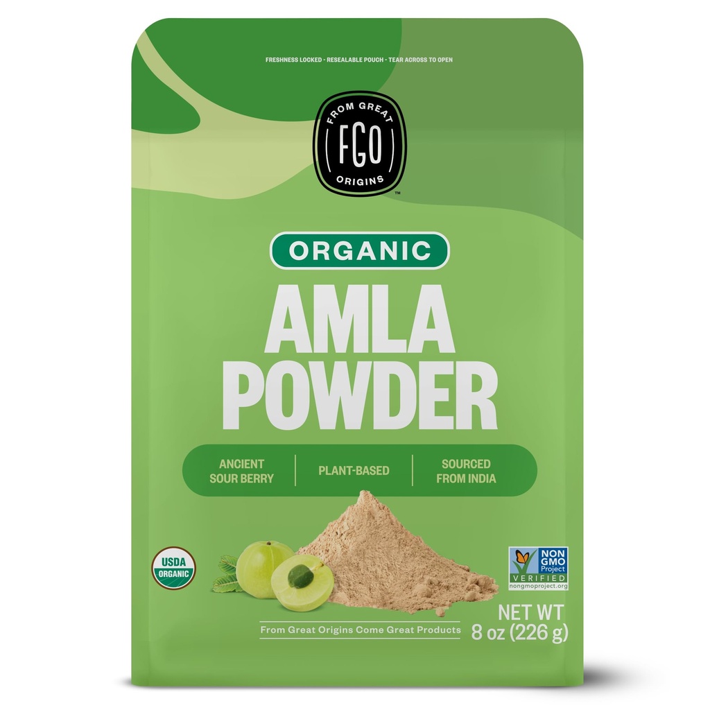 FGOオーガニックアマラパウダー、8oz、USDAオーガニックインドゴスベリー(アマラキ)、非GMO、ナチュラルビタミンC - 100%生と自然(パッケージ1)