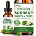 Soursop Graviolaの液体の低下、有機Soursopの葉のエキスw/Sea Moss、ElderberryのビタミンCおよび亜鉛、細胞サポート、酸化防止および免疫力サポートのための16-in-1サソップのビターの液体2 Fl/Oz