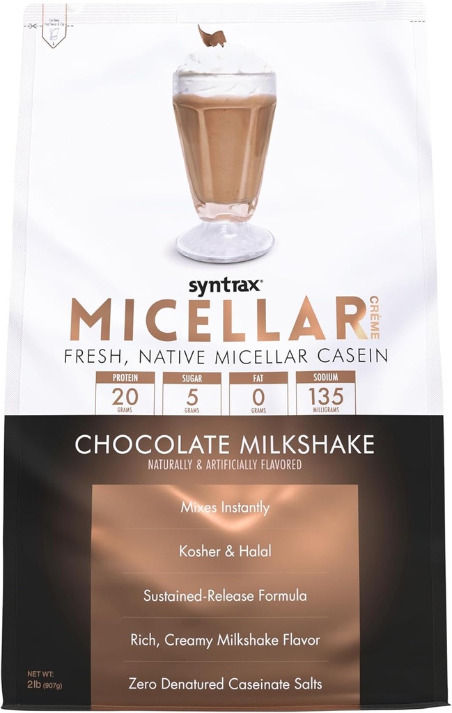 Syntrax Nutrition Micellar Creme, Fresh, Native Micellar Casein, Chocolate Milkshake, 2 lb