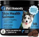 Pet Honesty Skin Health Salmon Chews - Itch Relief for Dogs, Omega 3 Fish Oil for Dogs, Natural Salmon Oil for Dog Chews for Healthy Skin & Coat, May Reduce Shedding, Dog Fish Oil Supplements - 90 Ct