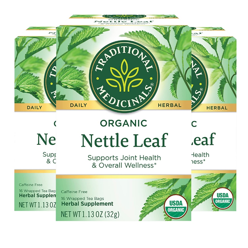 Traditional Medicinals Organic Nettle Leaf Herbal Tea, Supports Joint Health & Overall Wellness, (Pack of 3) - 48 Tea Bags Total