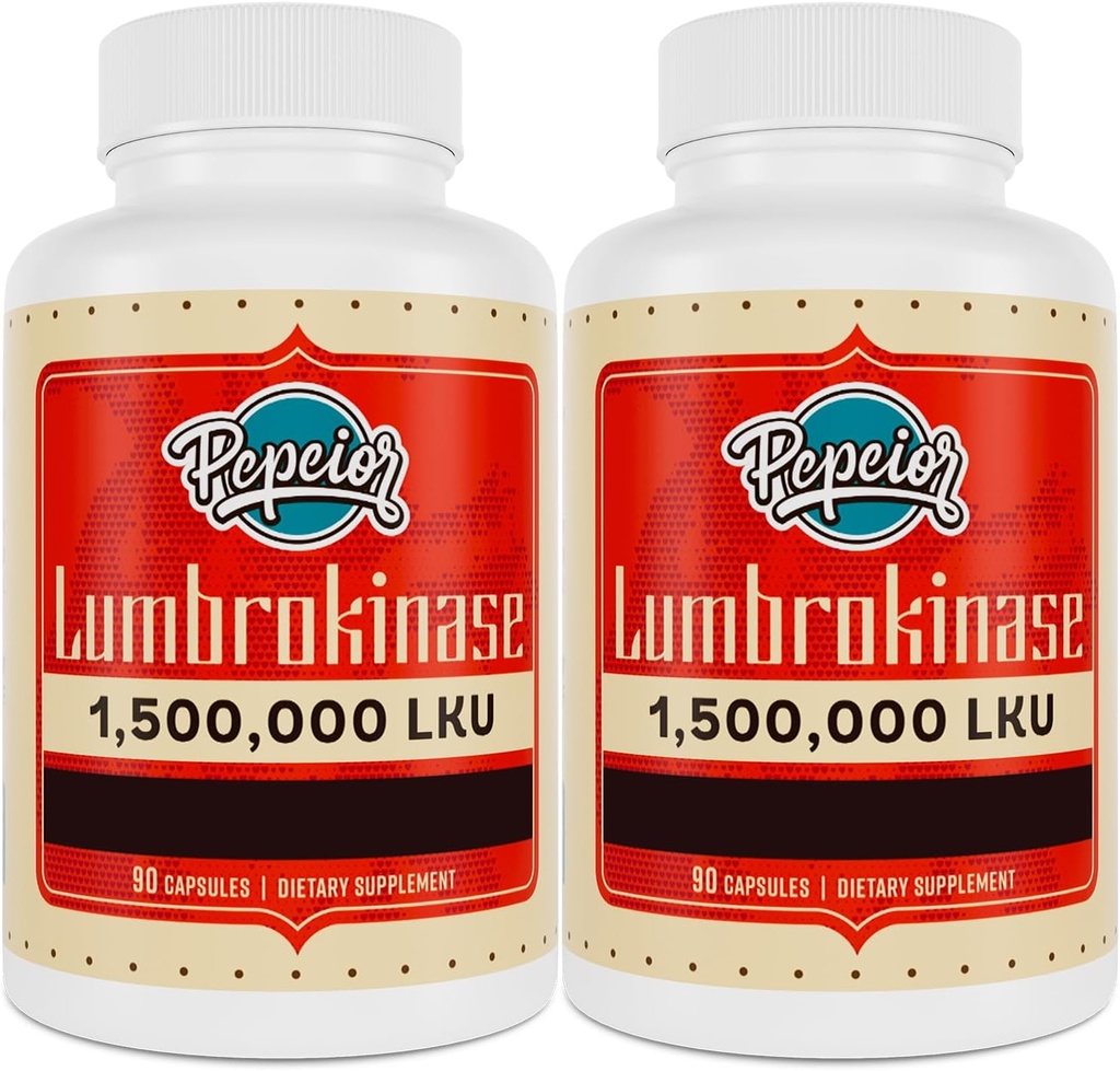 Lumbrokinase 200mg (最高の活動1,500,000 LKU) - Lumbrokinase酵素の補足、Nattokinaseより有効な- 90のカプセル(2本のびん)