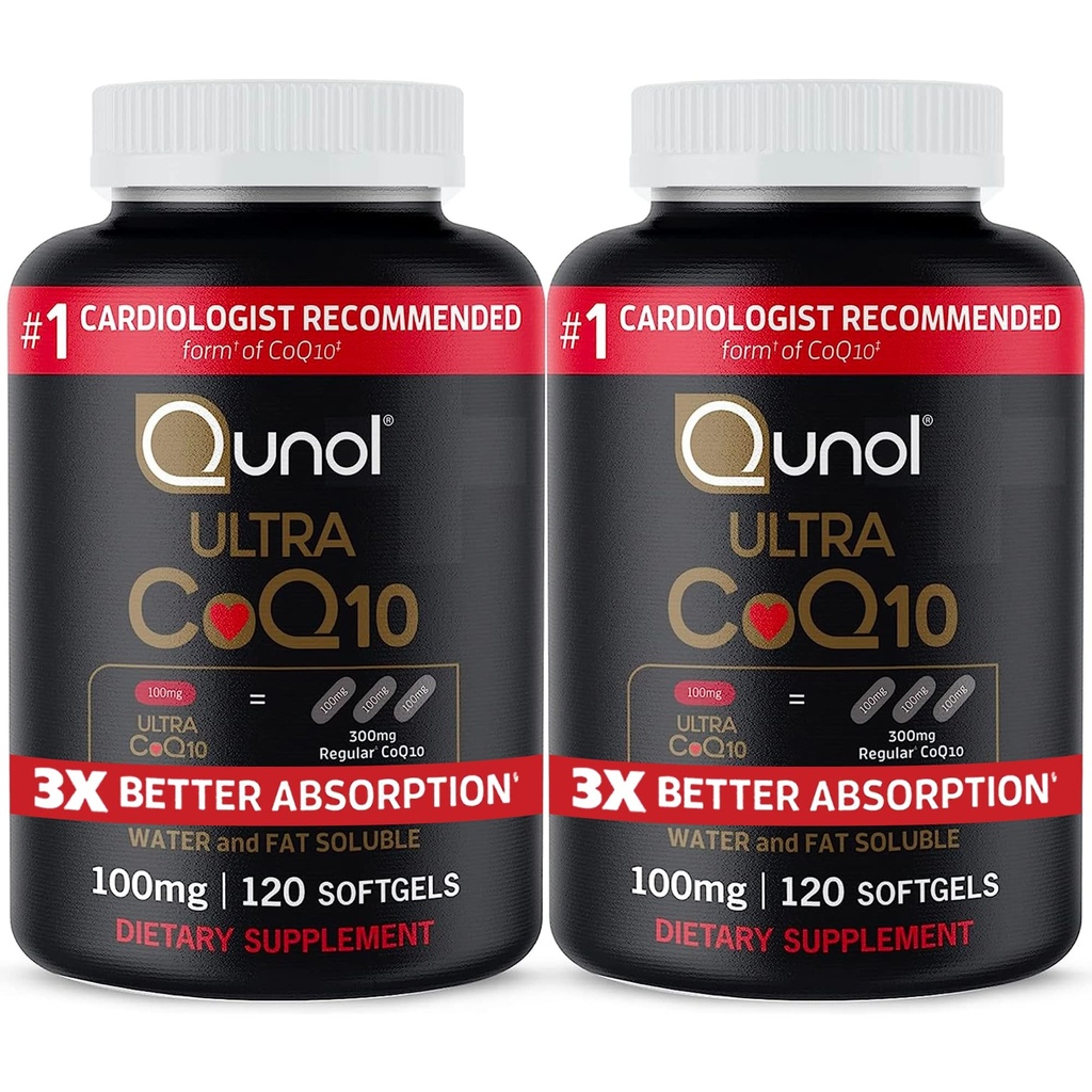Qunol Ultra CoQ10 100mg、3xのよりよい吸収、特許を取られた水および脂肪容解性の自然な補足の形態のCoenzyme Q10、中心の健康、240の計算Softgelsのための酸化防止